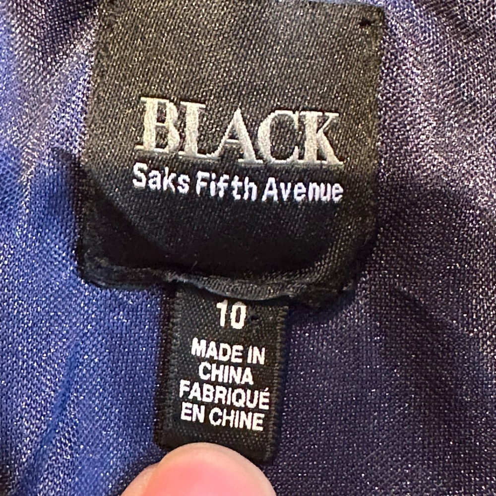 BLACK SAKS FITH AVANUE Blue Sheath Dress Square Neck Cap Sleeve Net Bodice Sz 10 - Picture 11 of 16